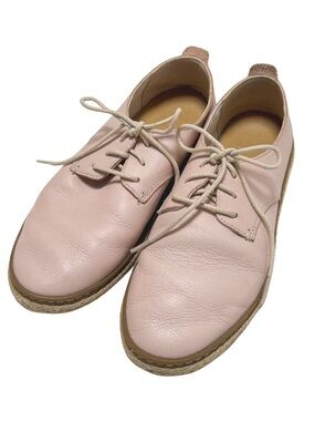 ROOTS Espadrille Leather Lace-Up Shoes Light Pink Blush Size 7.5 GUC